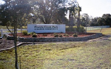 The entrance to Prairie Creek Park, which offers seclusion and natural beauty in a deed-restricted community.